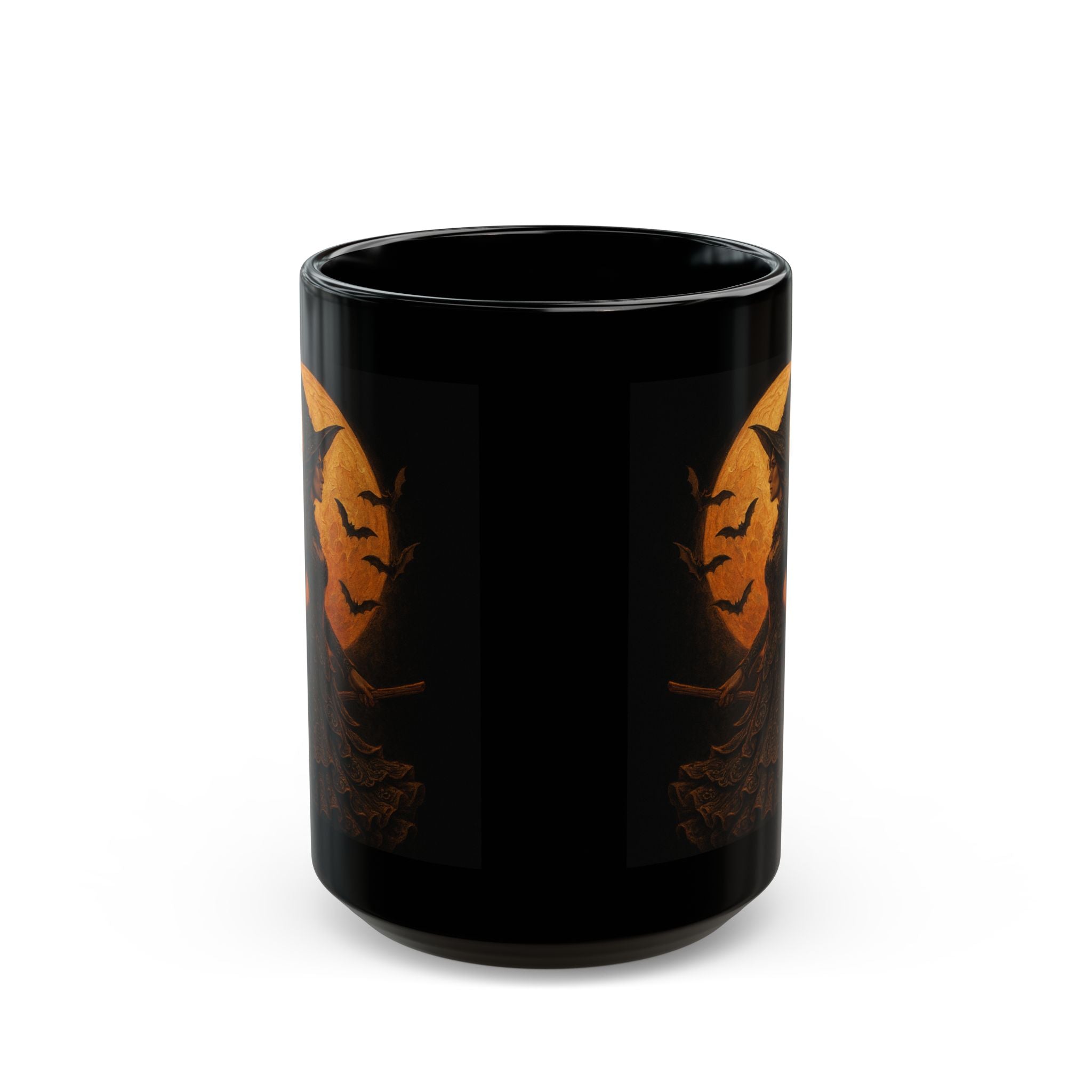 Tasse sorcière — Tasse à café en céramique noire avec sorcière sous la lune