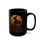 Tasse sorcière — Tasse à café en céramique noire avec sorcière sous la lune