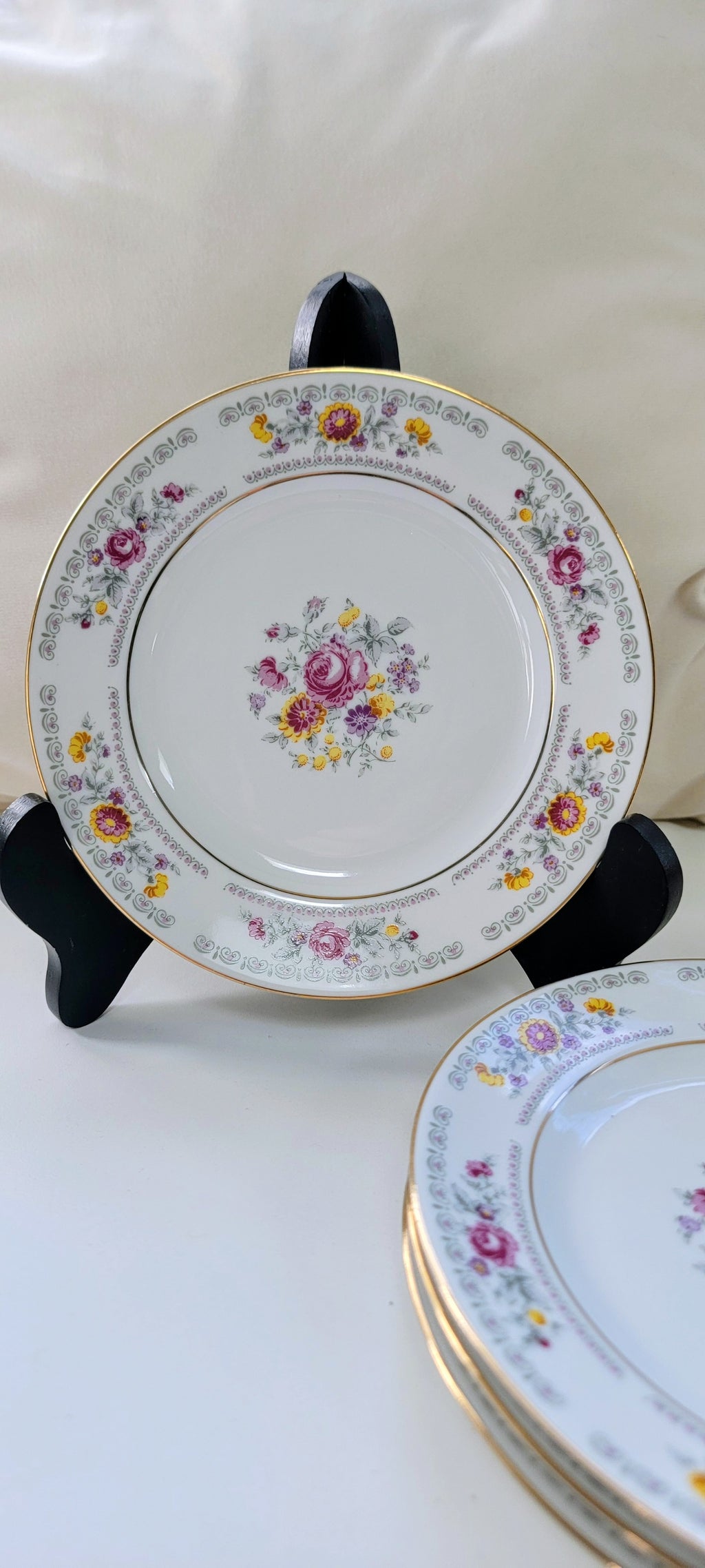 Lot de 4 assiettes à dessert Ilmenau Henneberg 7 po | Porcelaine d'Allemagne de l'Est