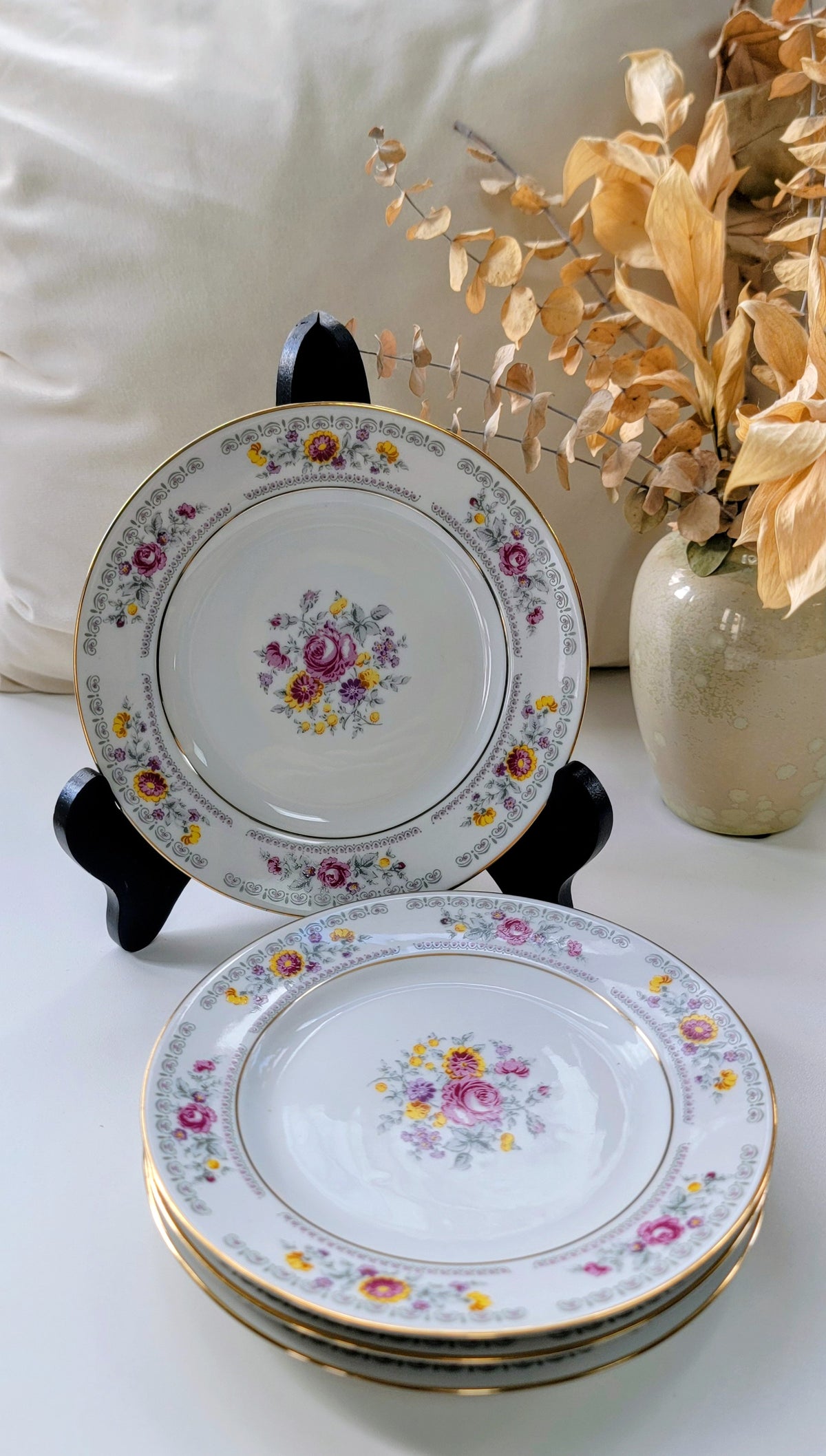 Lot de 4 assiettes à dessert Ilmenau Henneberg 7 po | Porcelaine d'Allemagne de l'Est