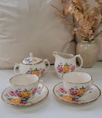 Ensemble à thé vintage Ridgway Chateau Rose - Or 22k | 6 pièces