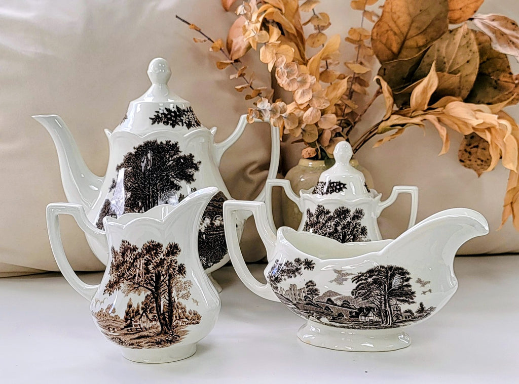 Service à thé Meakin Romantic England vintage | 4 pièces