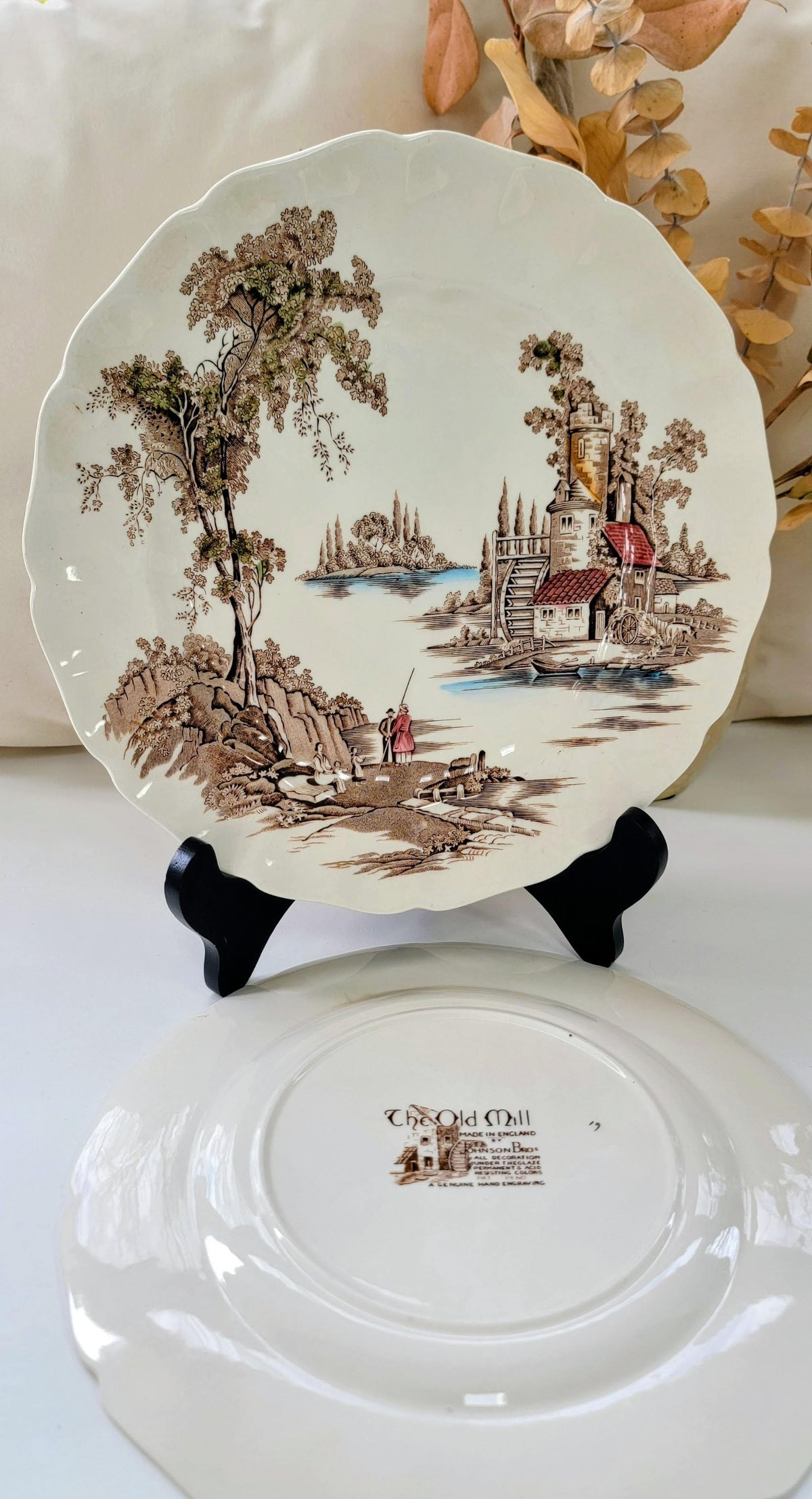 Paire d'assiettes à dîner Johnson Brothers The Old Mill | 10 po