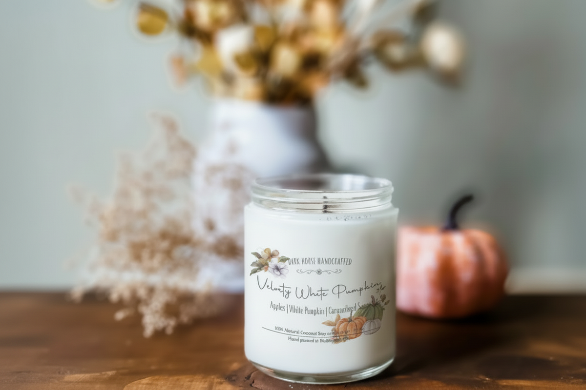 Citrouille blanche veloutée - Bougie d'automne 9 oz