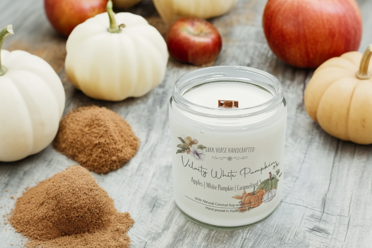 Citrouille blanche veloutée - Bougie d'automne 9 oz