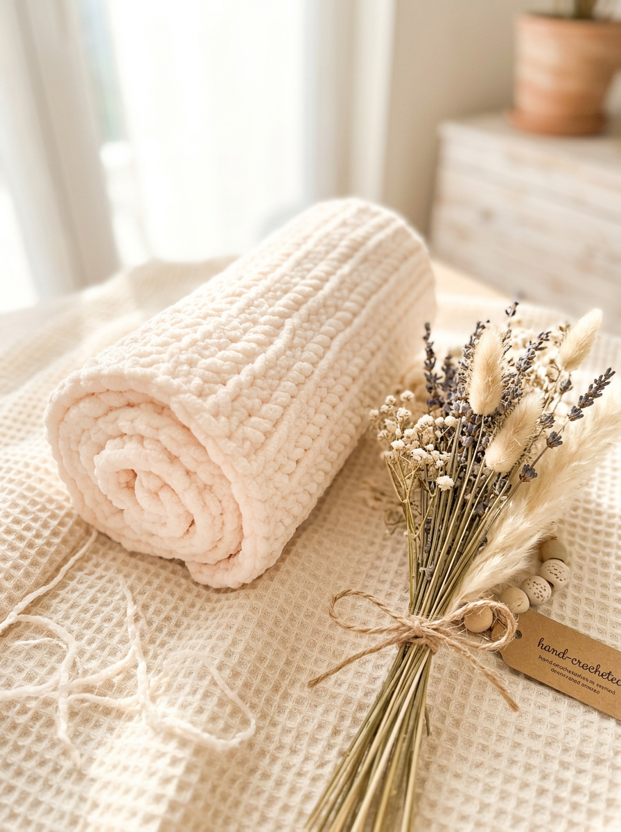 Couverture de naissance avec prénom au crochet