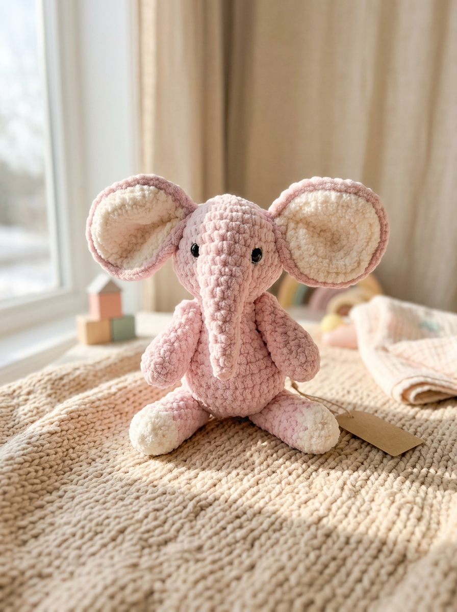 Toutou éléphant rose au crochet