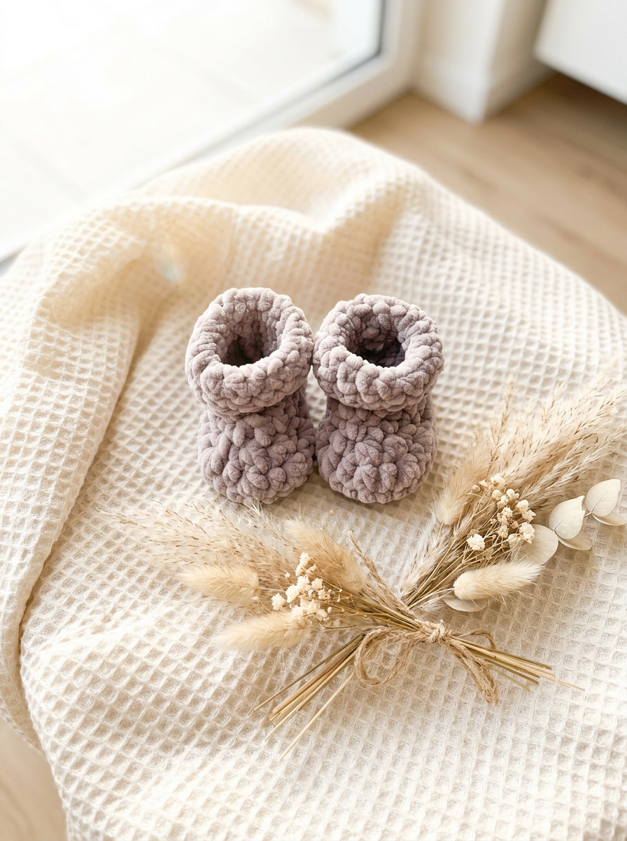 Chausson de naissance en crochet