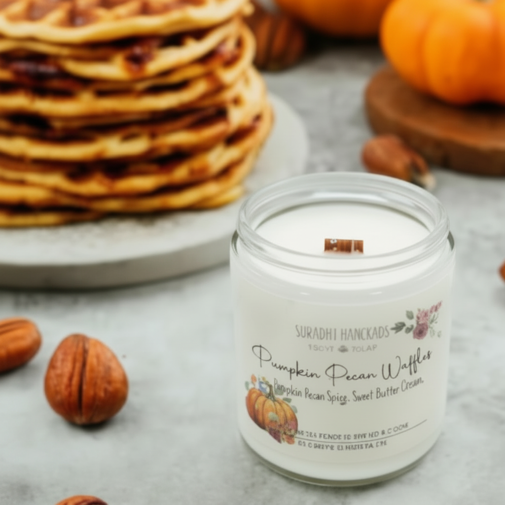 Bougie Artisanale Gaufre Citrouille Pacanes 9 oz
